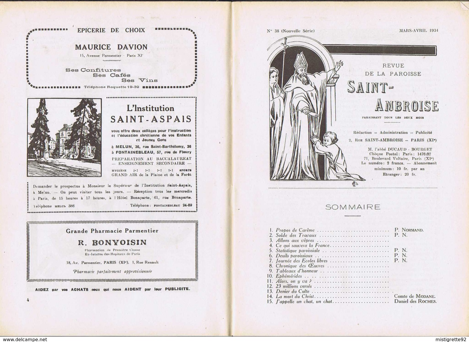 Paroisses St-Mandé 94, Paris: 2e 7e 11e 15e 17e arrt, 1932-1937 Dessin de POULBOT dans Le Vieux Batignolles Catholicisme