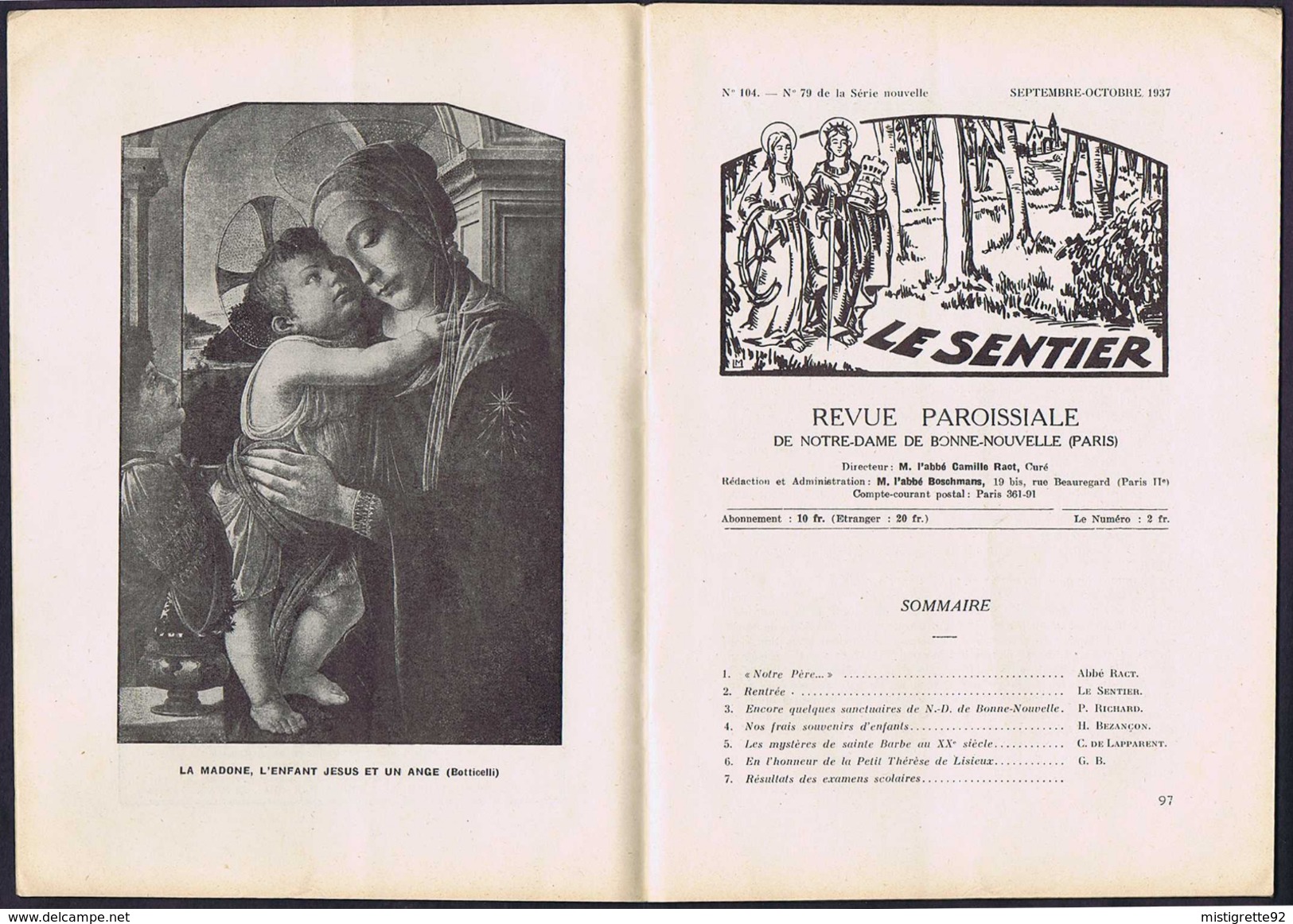 Paroisses St-Mandé 94, Paris: 2e 7e 11e 15e 17e arrt, 1932-1937 Dessin de POULBOT dans Le Vieux Batignolles Catholicisme