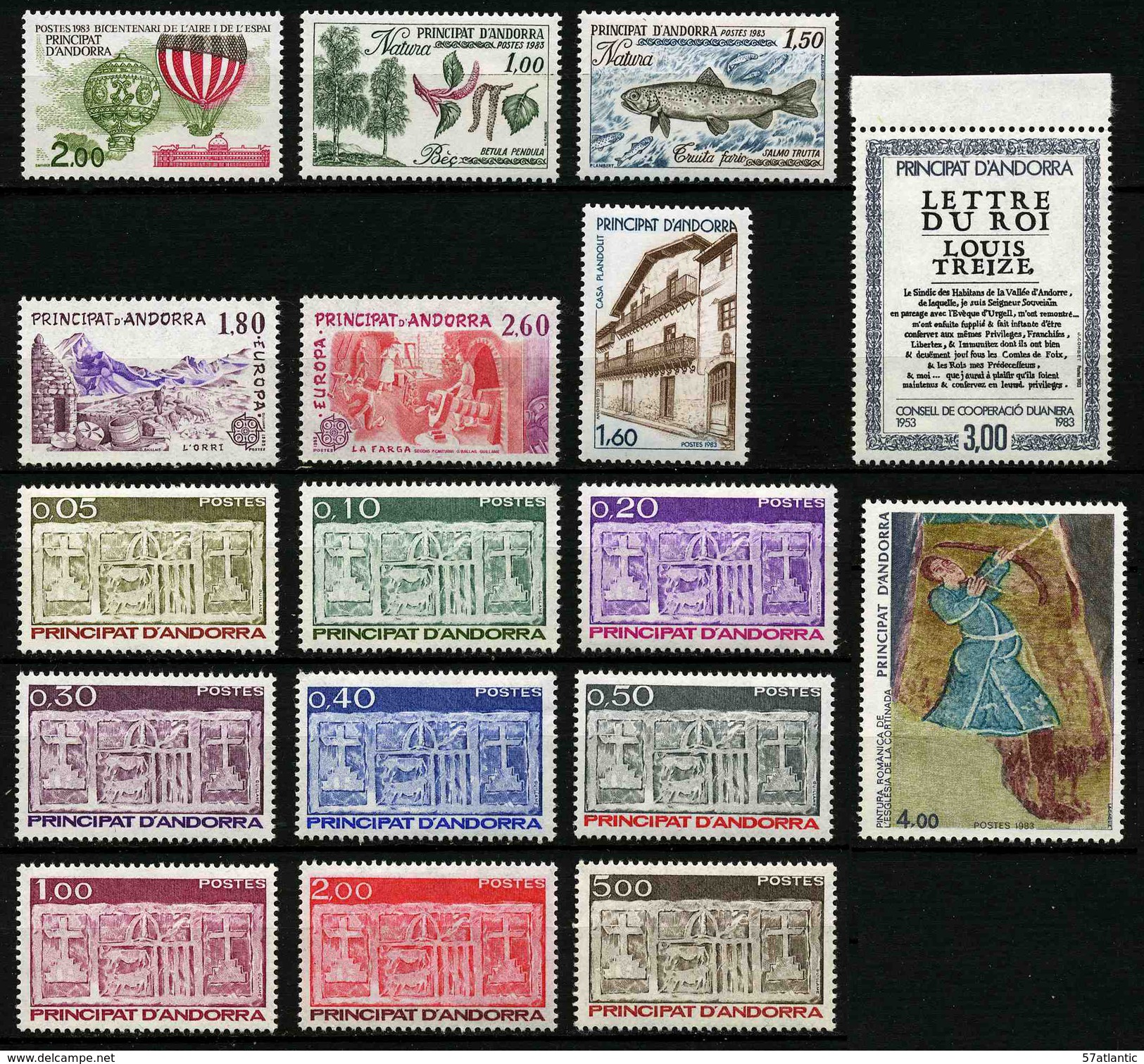 ANDORRE FRANCAIS - ANNEE COMPLETE 1983 - YT 310 à 326 ** -  TIMBRES NEUFS ** - Années Complètes