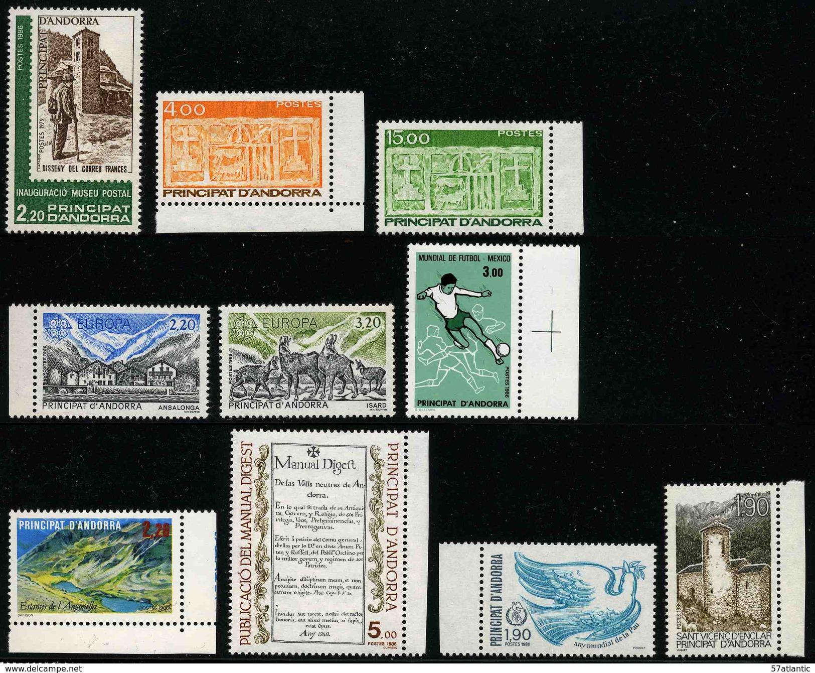 ANDORRE FRANCAIS - ANNEE COMPLETE 1986 - YT 345 à 354 ** -  TIMBRES NEUFS ** - Années Complètes