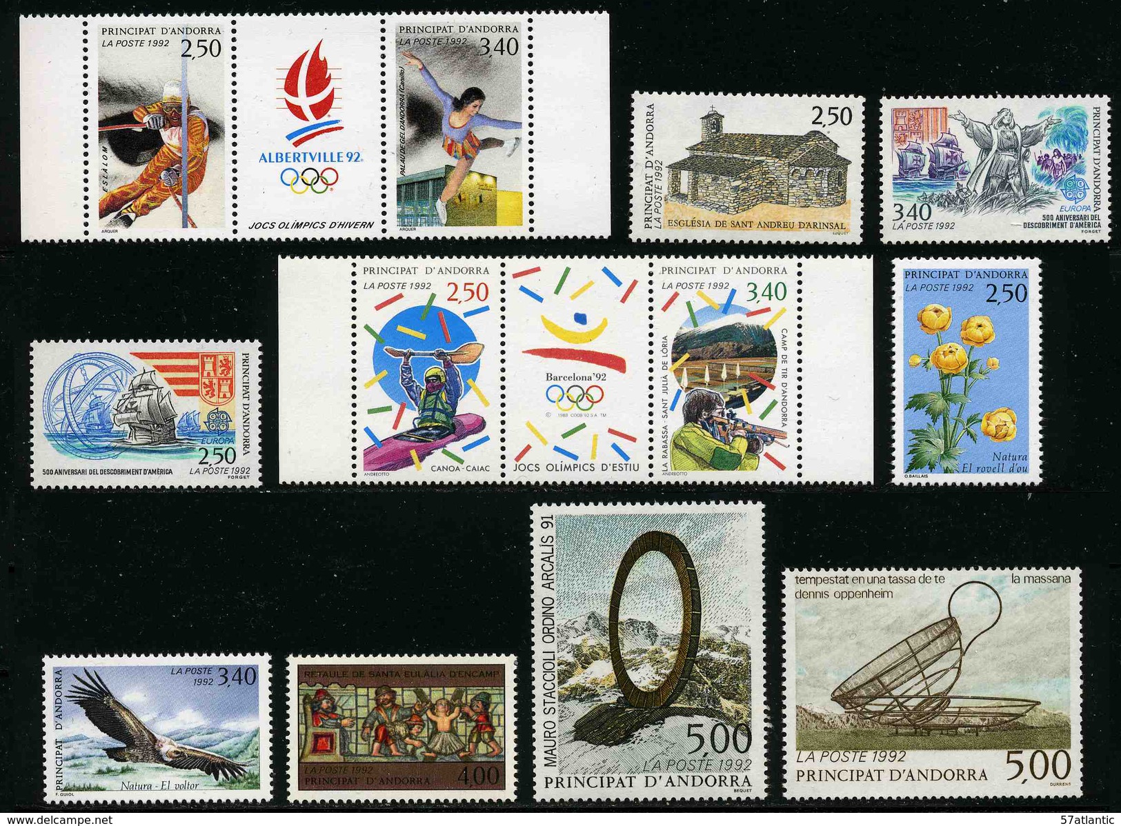 ANDORRE FRANCAIS - ANNEE COMPLETE 1992 - YT 414A à 424 ** -  TIMBRES NEUFS ** - Volledige Jaargang