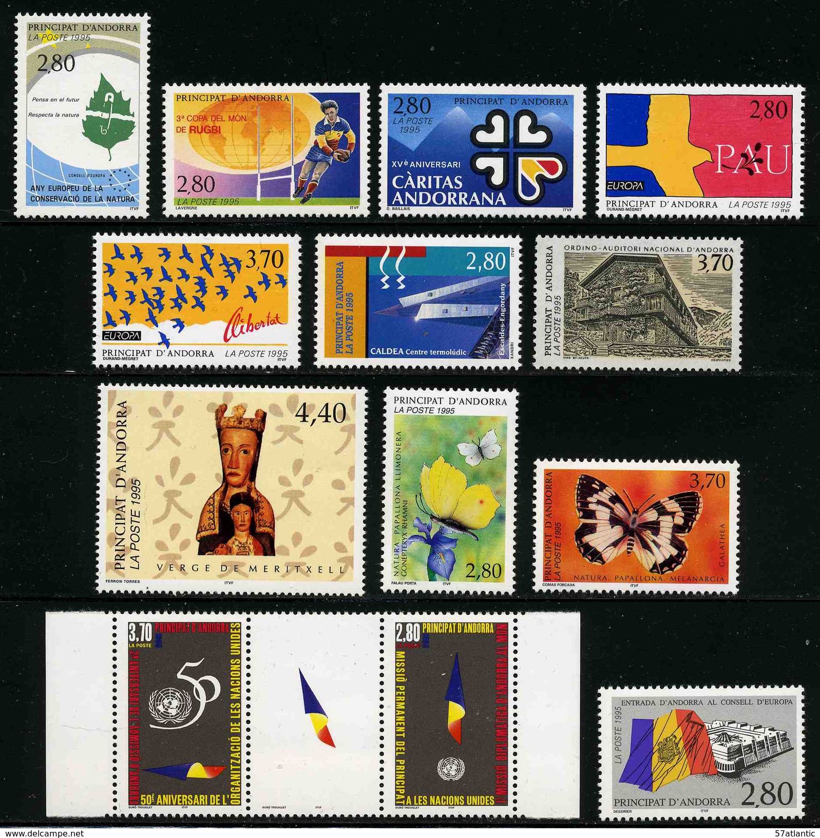 ANDORRE FRANCAIS - ANNEE COMPLETE 1995 - YT 454 à 466 ** -  TIMBRES NEUFS ** - Années Complètes