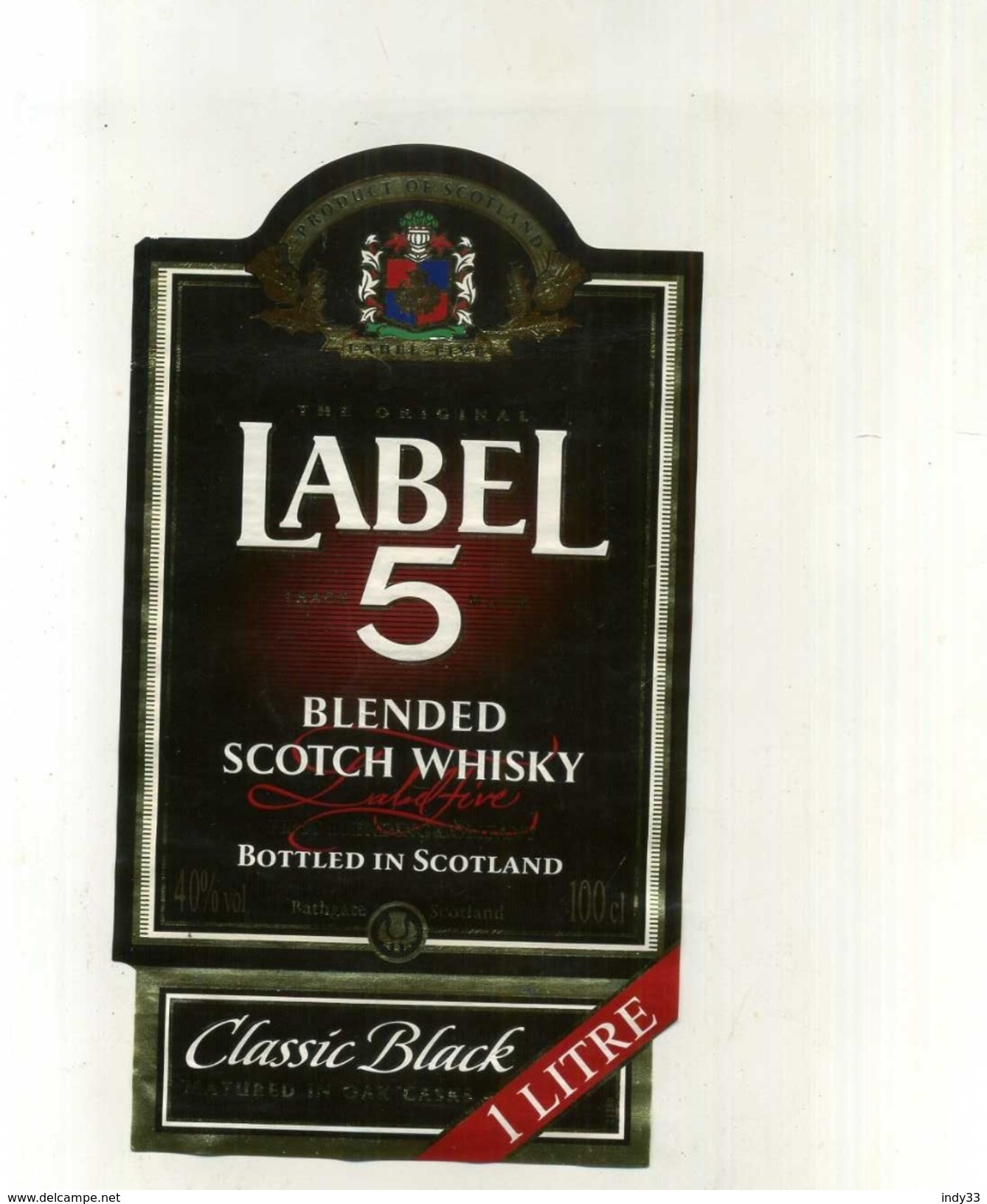 ETIQUETTE WHISKY LABEL 5 . 1 LITRE . - Whisky
