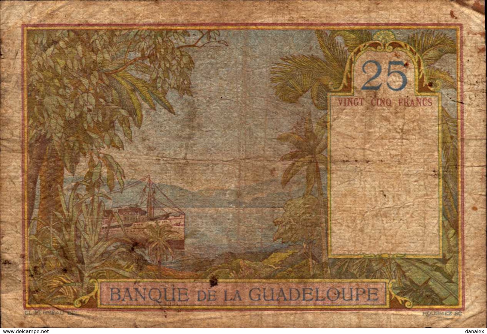 GUADELOUPE (Banque De La)  25 FRANCS  1934/1944nd  Pick 14  RARE - Altri & Non Classificati