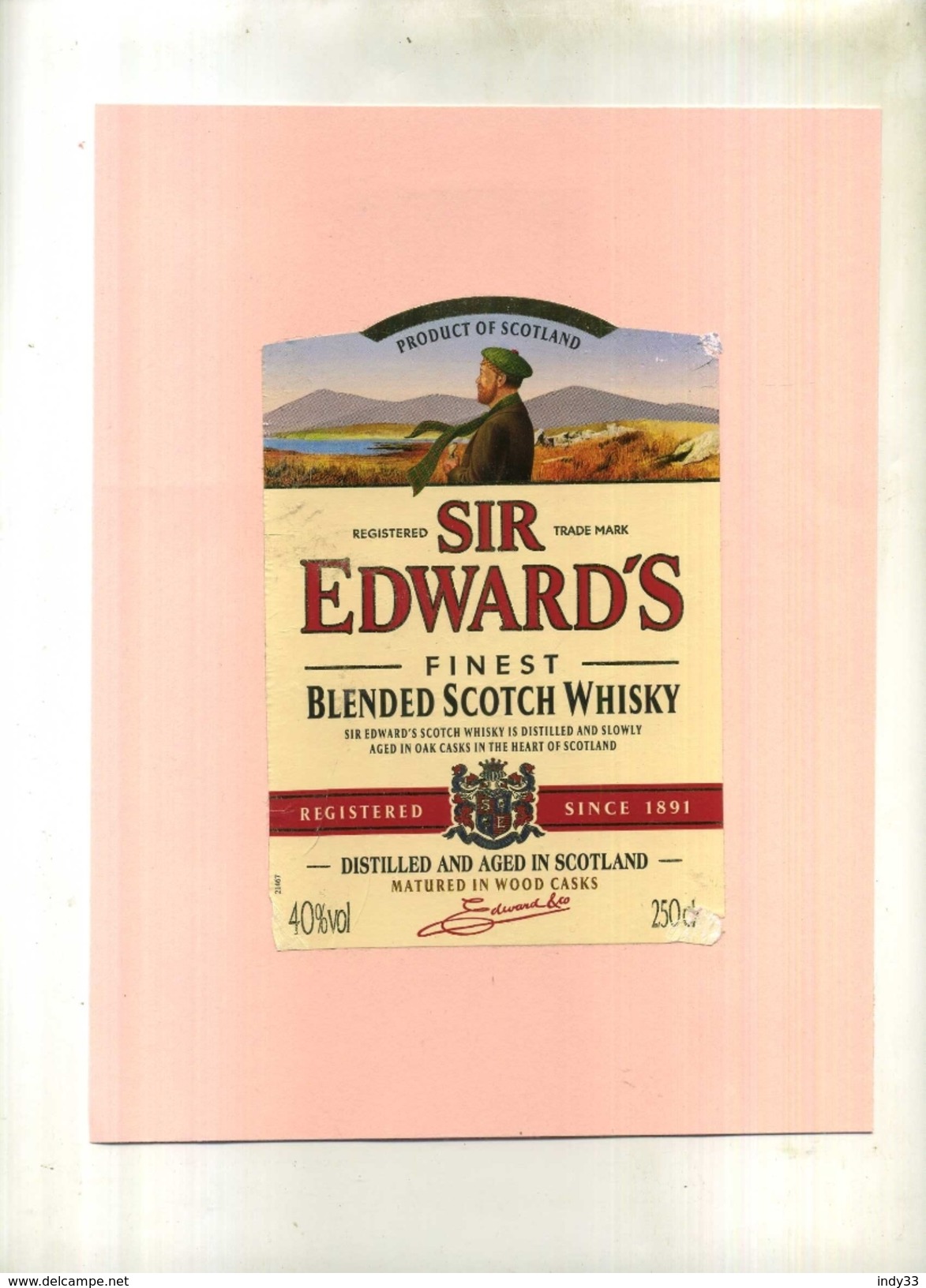 ETIQUETTE WHISKY . SIR EDWARD'S . 250 CL . - Whisky