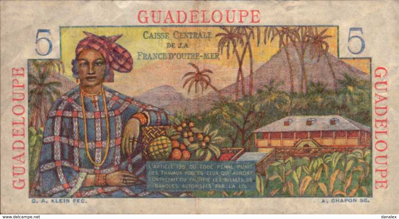 GUADELOUPE (Caisse Centale France O.M.) 5 FRANCS  1947-49nd  Pick 31 - Autres & Non Classés