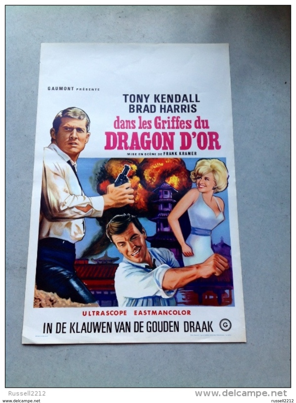 Tony Kendall "dans Les Griffes Du Dragon D ´or "Brad Harris 1965 Affiche Ancienne - Posters