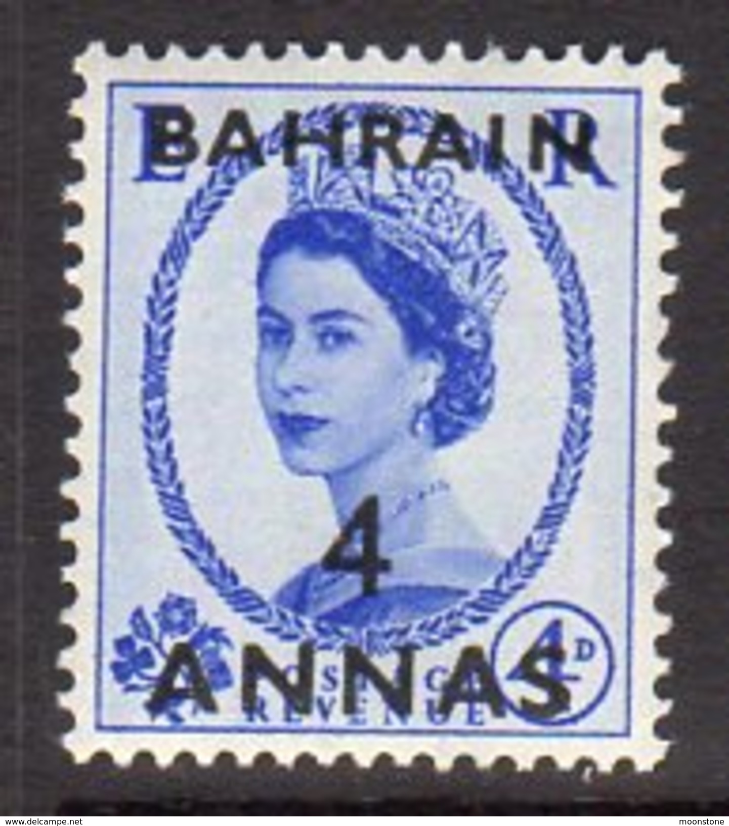 Bahrain QEII 1952 4a. On GB 4d Surcharge, Wmk. Tudor Crown, SG86, MNH (A) - Bahrein (...-1965)