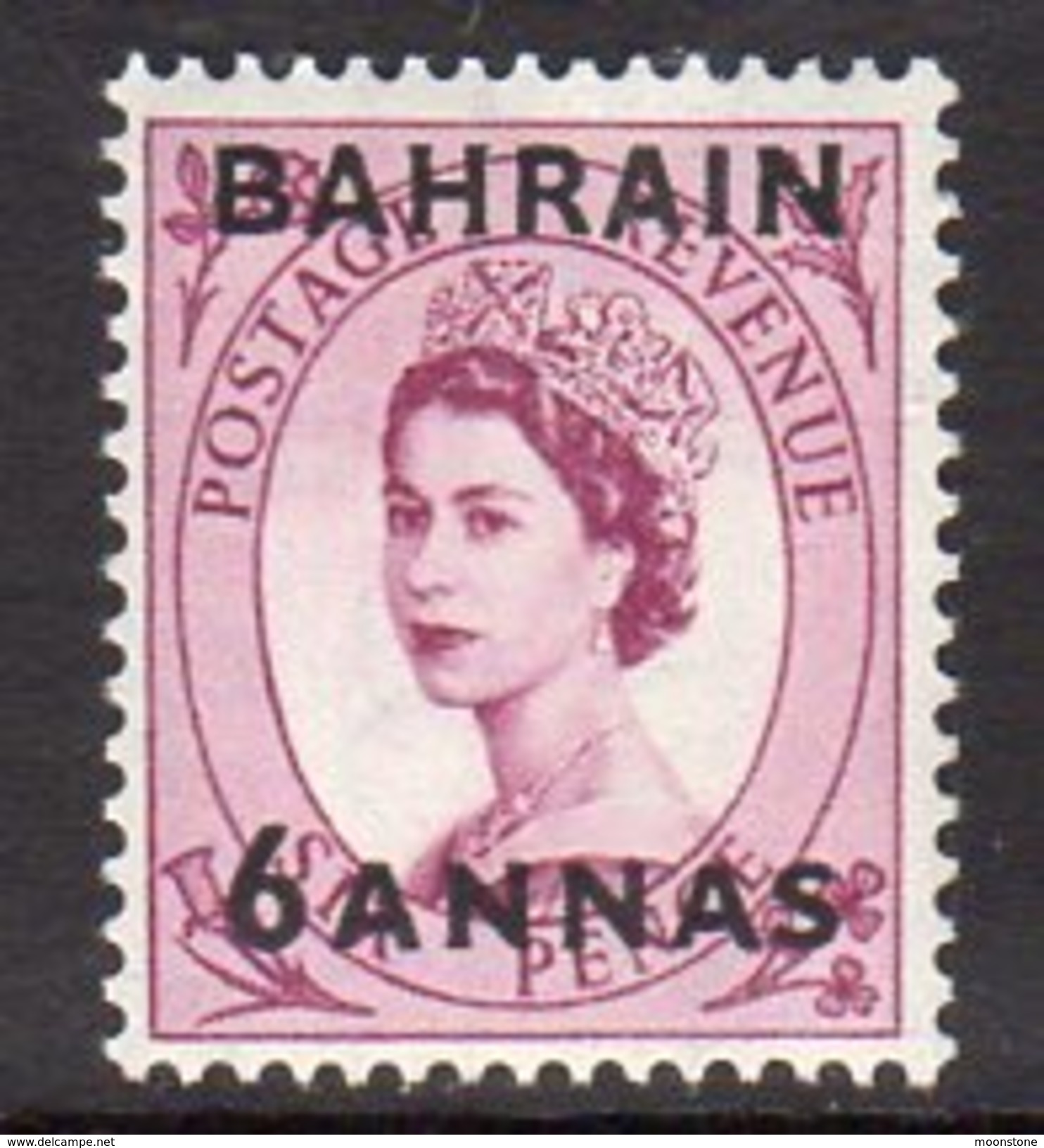 Bahrain QEII 1952 6a. On GB 6d Surcharge, Wmk. Tudor Crown, SG87, MNH (A) - Bahrein (...-1965)