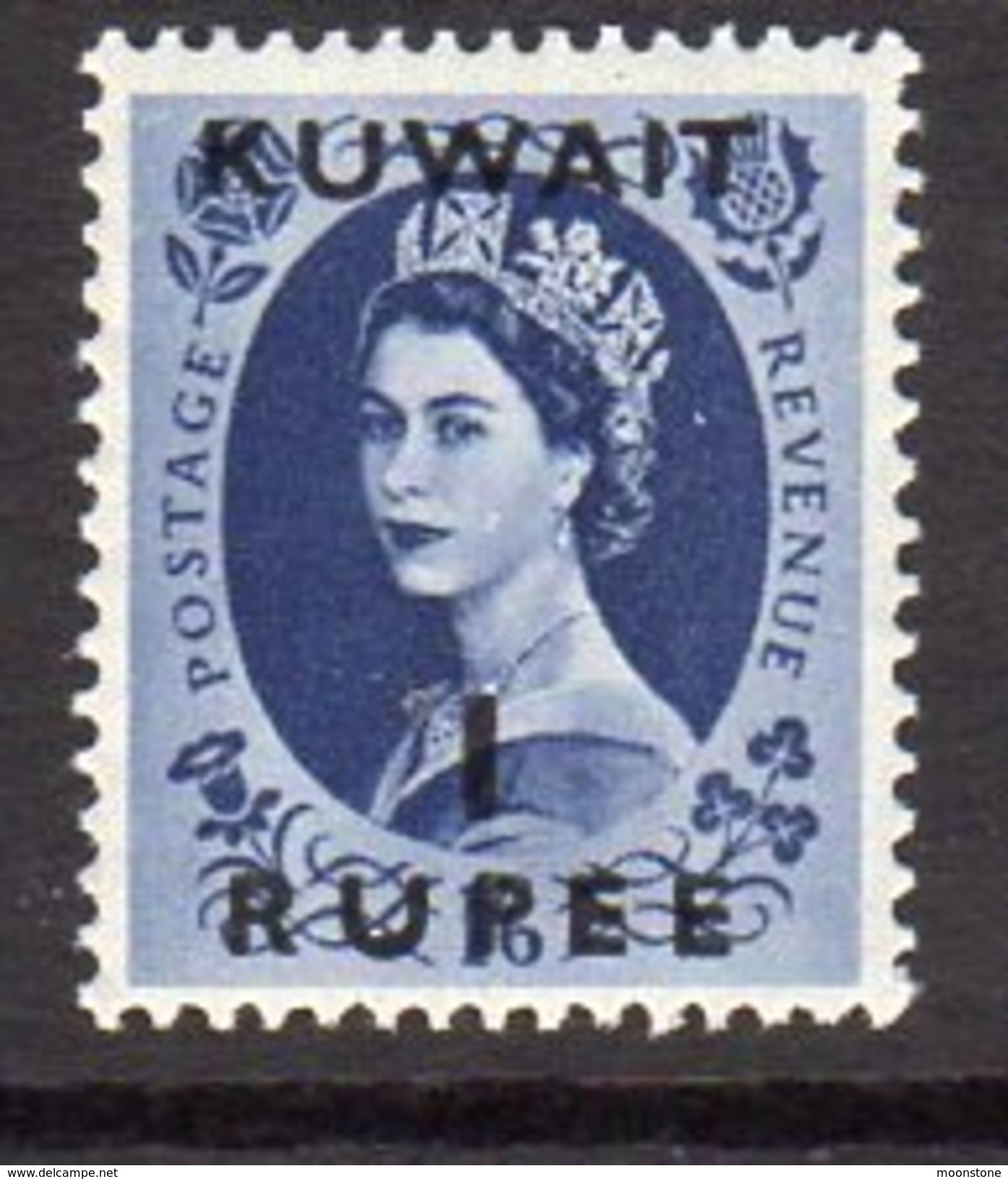 Bahrain QEII 1952 1 R. On GB 1/6d Surcharge, Wmk. Tudor Crown, SG89, MNH (A) - Bahreïn (...-1965)