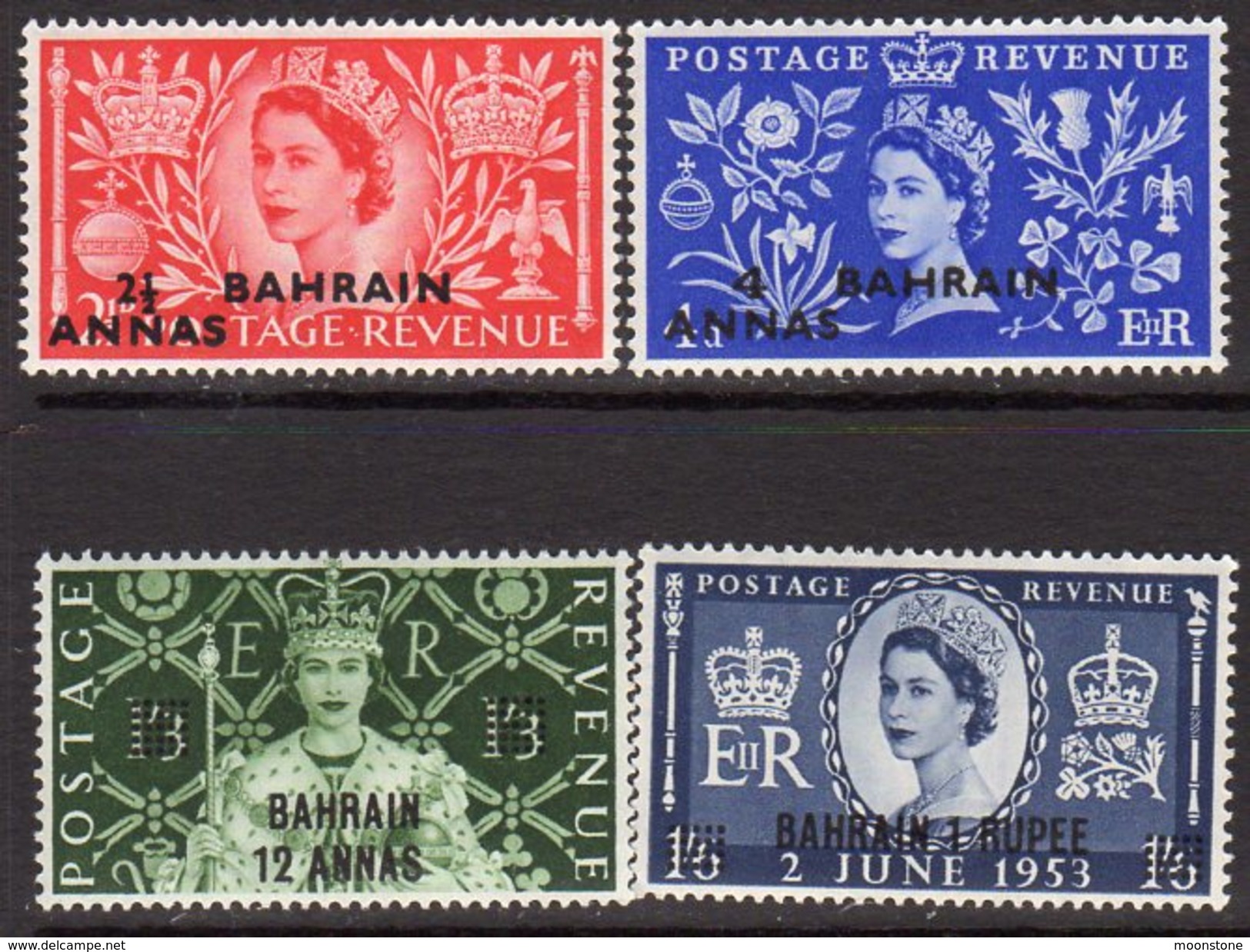 Bahrain QEII 1953 Coronation Set Of 4 Surcharges, SG90-3, MNH (A) - Bahrein (...-1965)