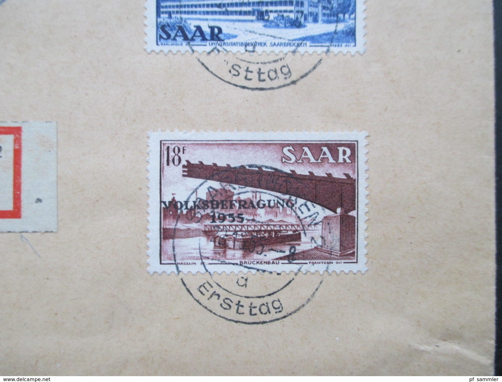 Saarland 1955 Nr. 362 - 364 FDC / Bedarf Volksbefragung. Einschreiben Mit Zollvermerk! Zollfrei / Versandstelle Für BM - Covers & Documents