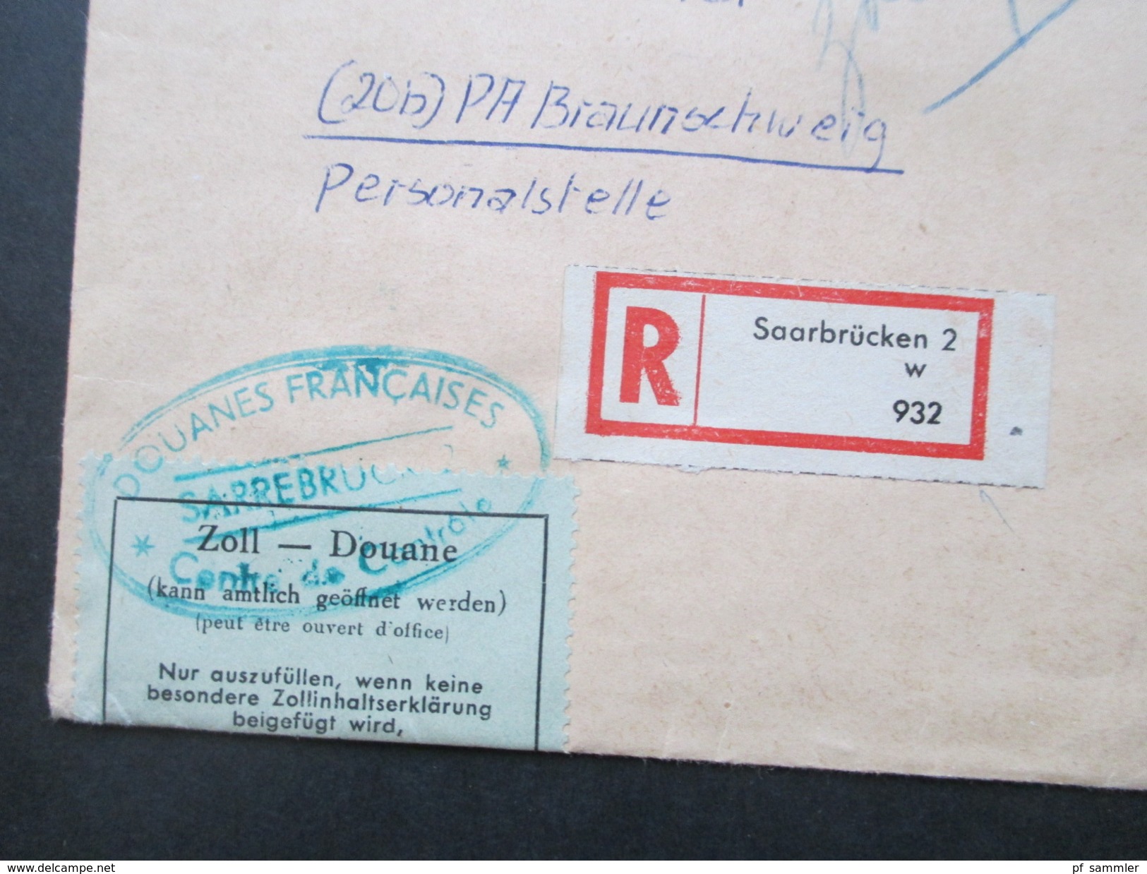 Saarland 1955 Nr. 362 - 364 FDC / Bedarf Volksbefragung. Einschreiben Mit Zollvermerk! Zollfrei / Versandstelle Für BM - Covers & Documents