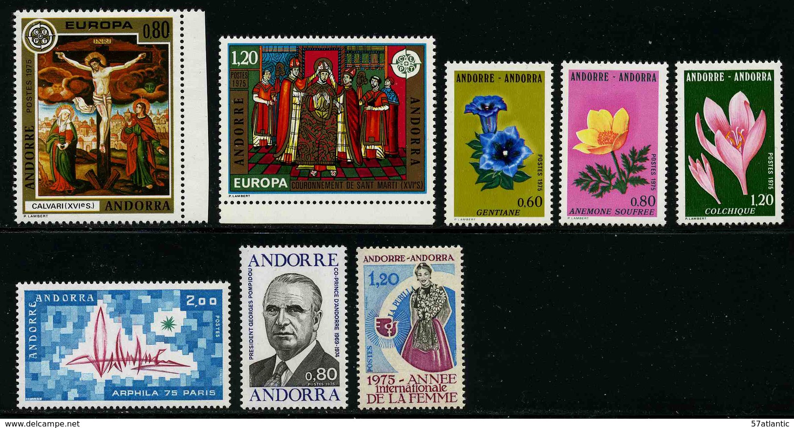 ANDORRE FRANCAIS - ANNEE COMPLETE 1975 - YT 243 à 250 ** -  TIMBRES NEUFS ** - Années Complètes