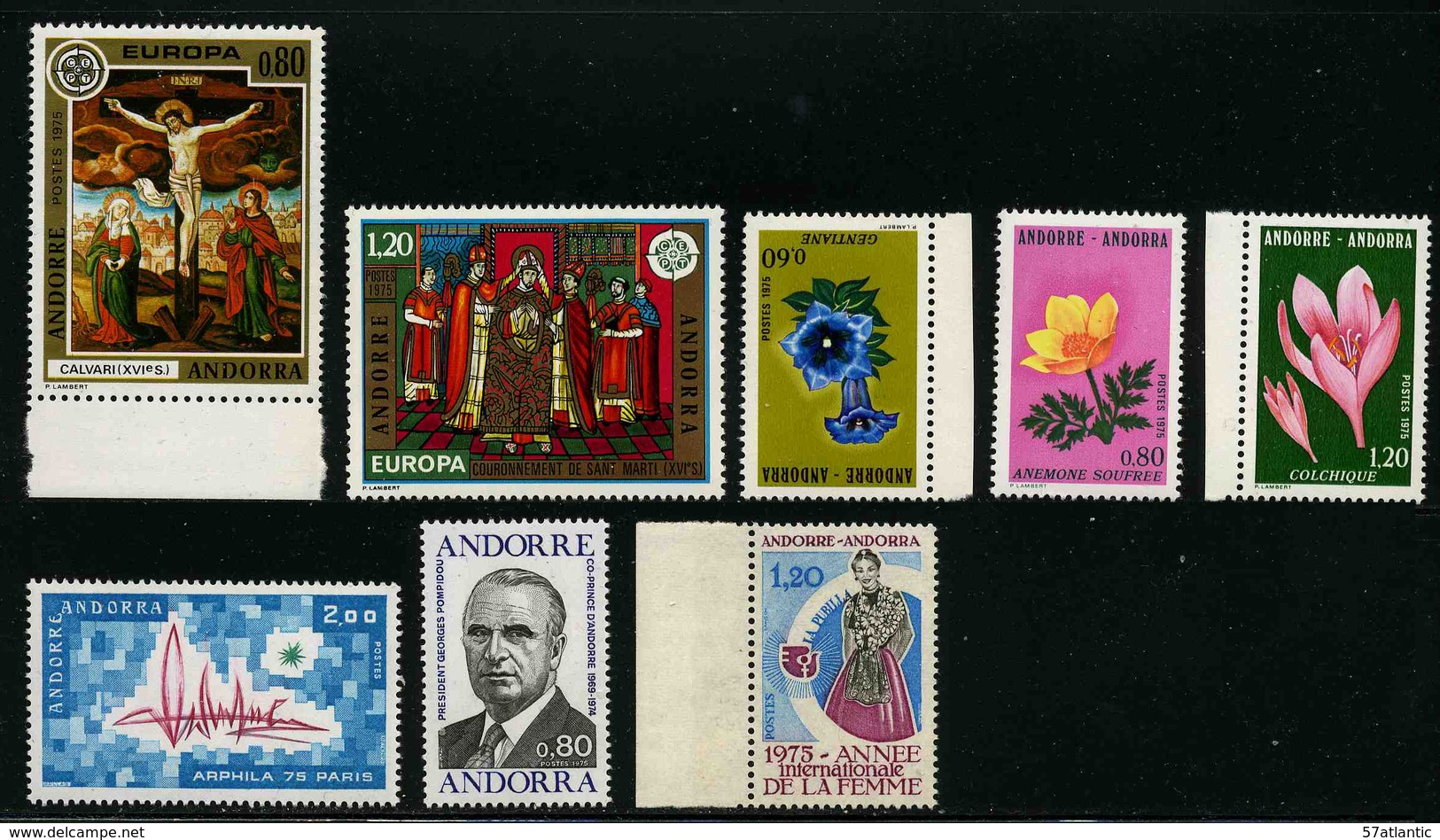 ANDORRE FRANCAIS - ANNEE COMPLETE 1975 - YT 243 à 250 ** -  TIMBRES NEUFS ** - Full Years