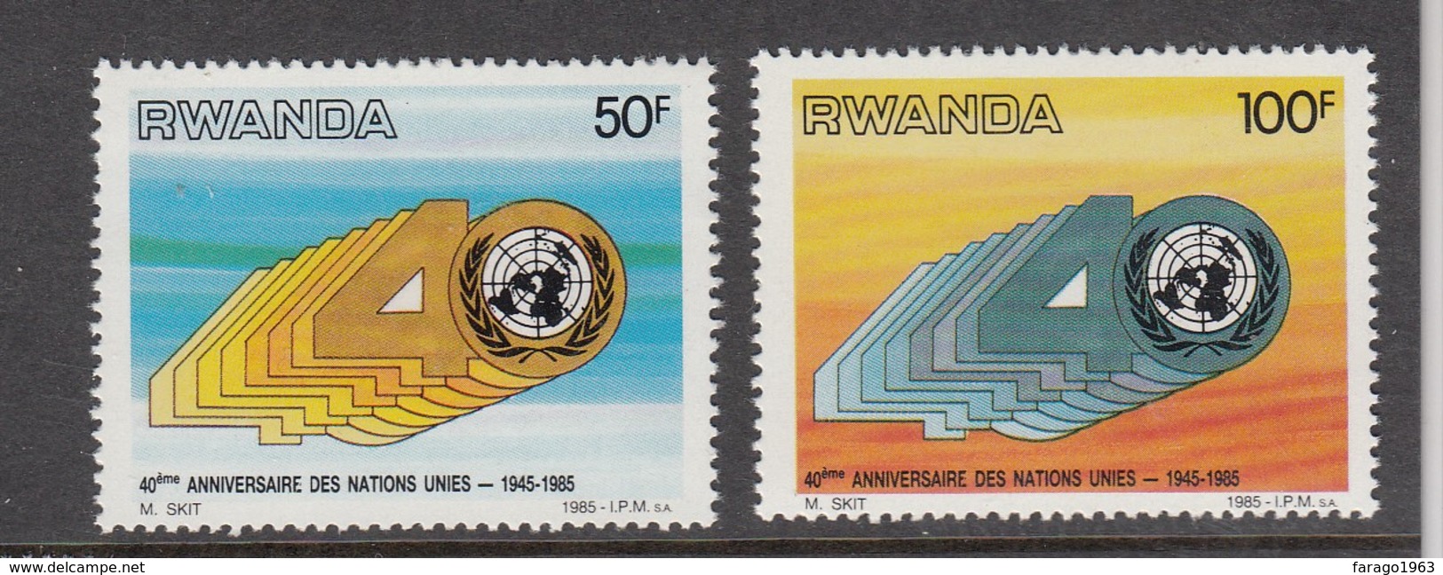 1985 Rwanda Rwandaise  UN United Nations 40th Anniversary   Complete Set Of 2 MNH. - Ungebraucht