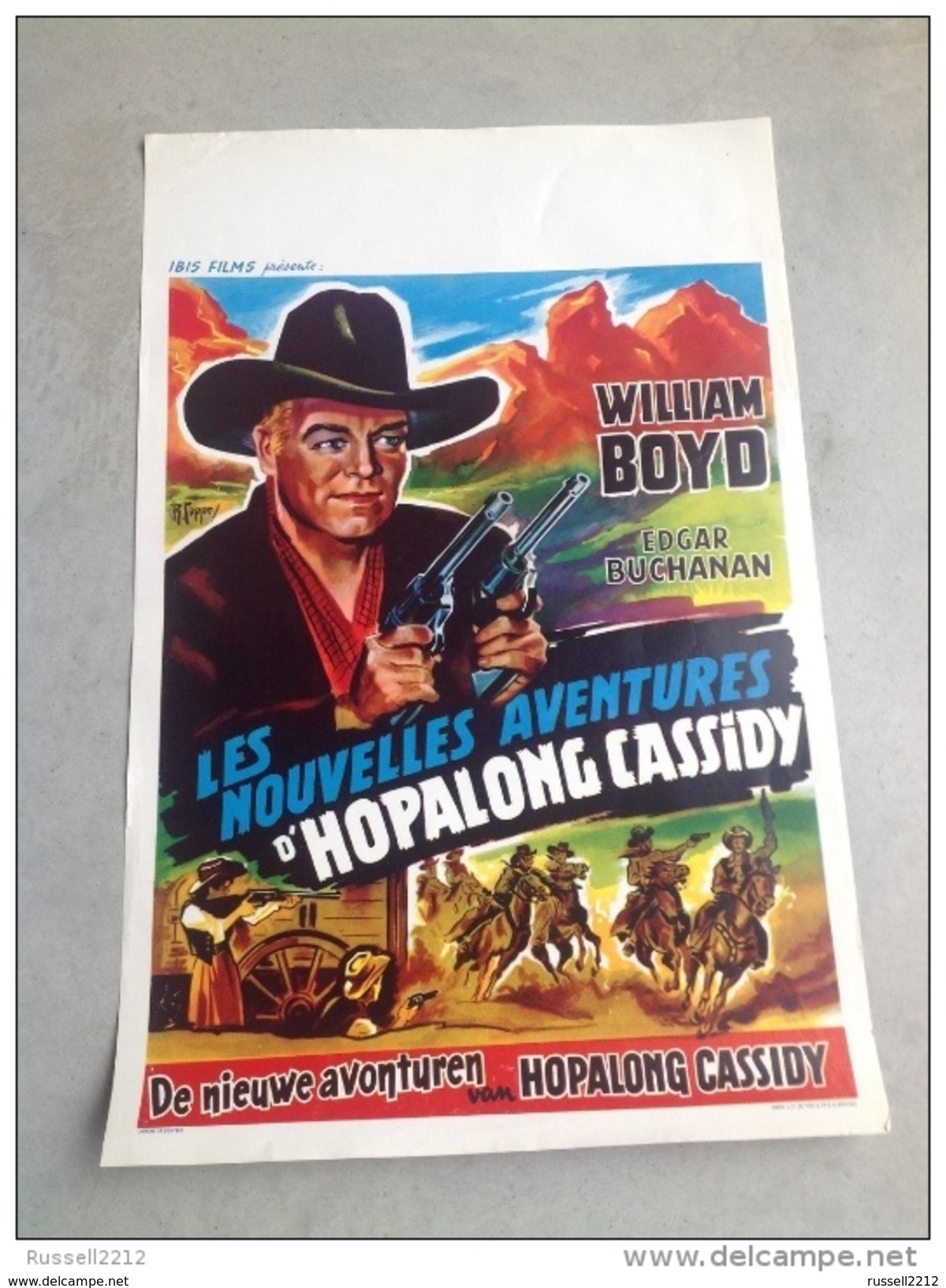 William Boyd" Les Nouvelles Aventures D´hopalong Cassidy"Edgar Buchanan Affiche Ancienne Western 1958 - Affiches & Posters