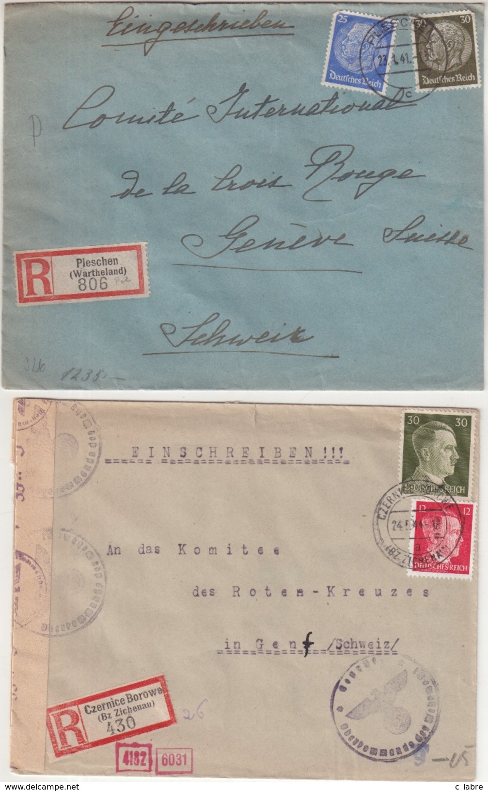 ALLEMAGNE : 6 LETTRES . POUR GENEVE DE PG . REGION PRUSSE EST , SUDETES ....1941 . - Briefe U. Dokumente