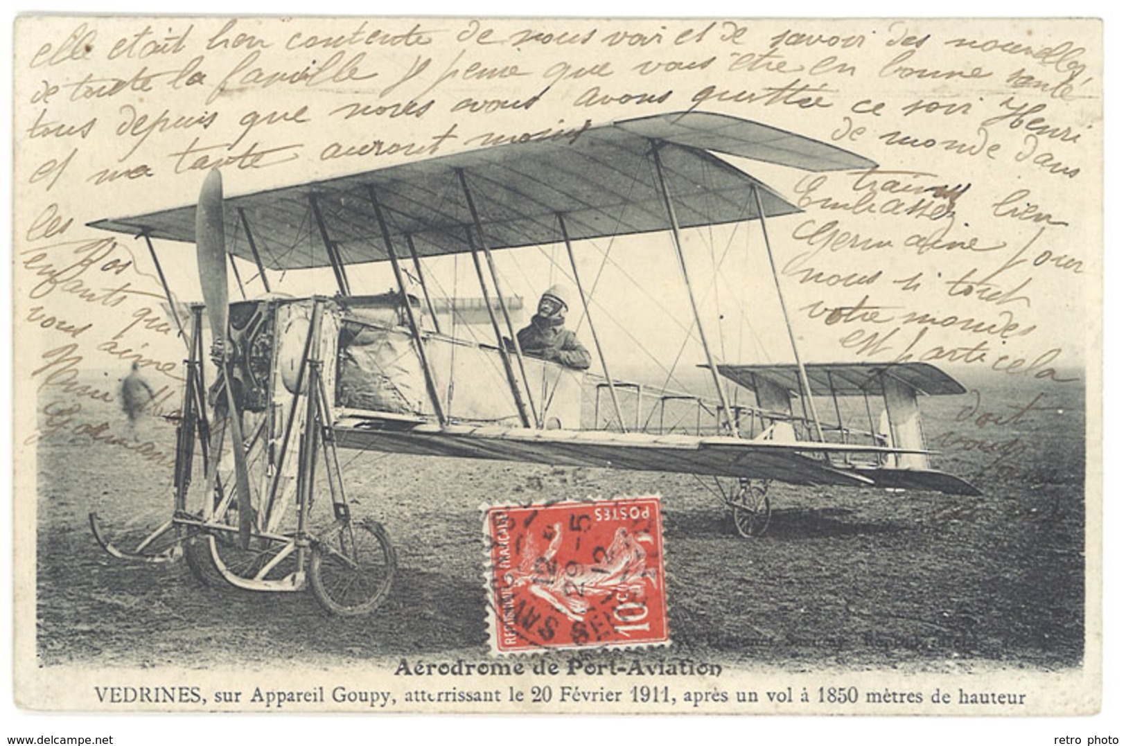 Aérodrome De Port-Aviation, Védrines Sur Appareil Goupy ... ( Avion Biplan / état ) - Aerodrome