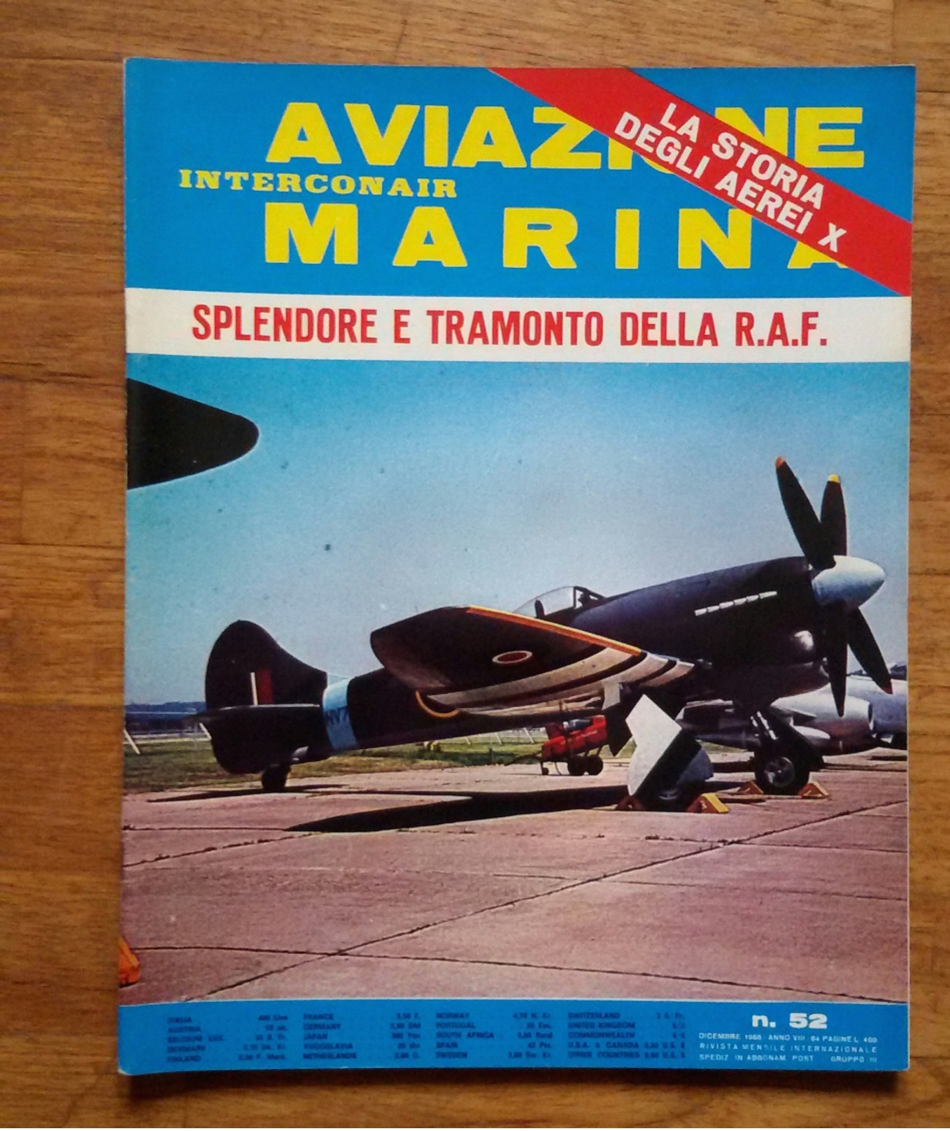 RIVISTA MILITARE -  "AVIAZIONE INTERCONAIR MARINA" - DICEMBRE 1968 - SPLENDORE E TRAMONTO DELLA R.A.F. - N°52 - Aviazione