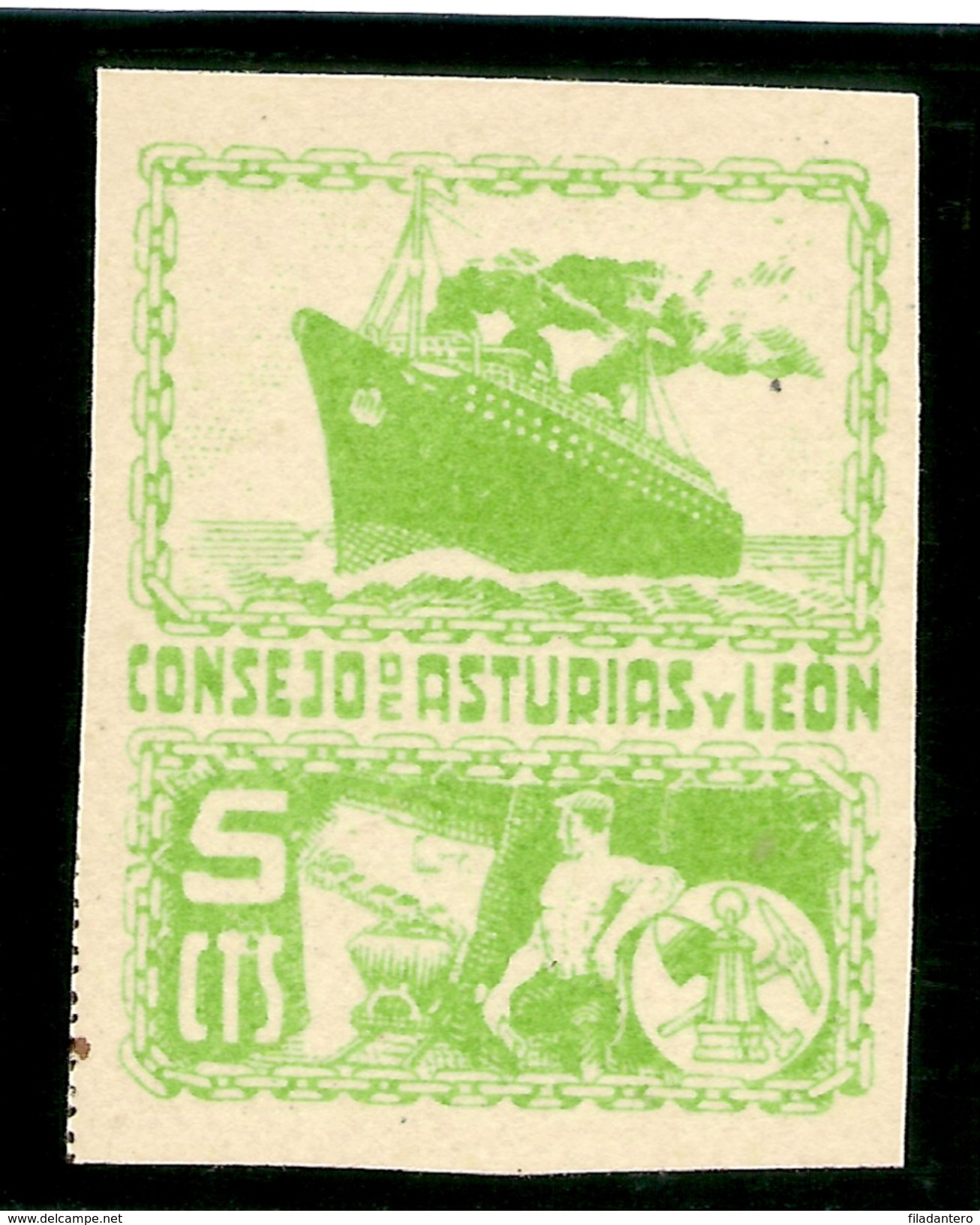 Asturias Y Leon  Edifil  5s (*)   5 Céntimos Verde   SIN DENTAR     NL845 - Asturien & Léon