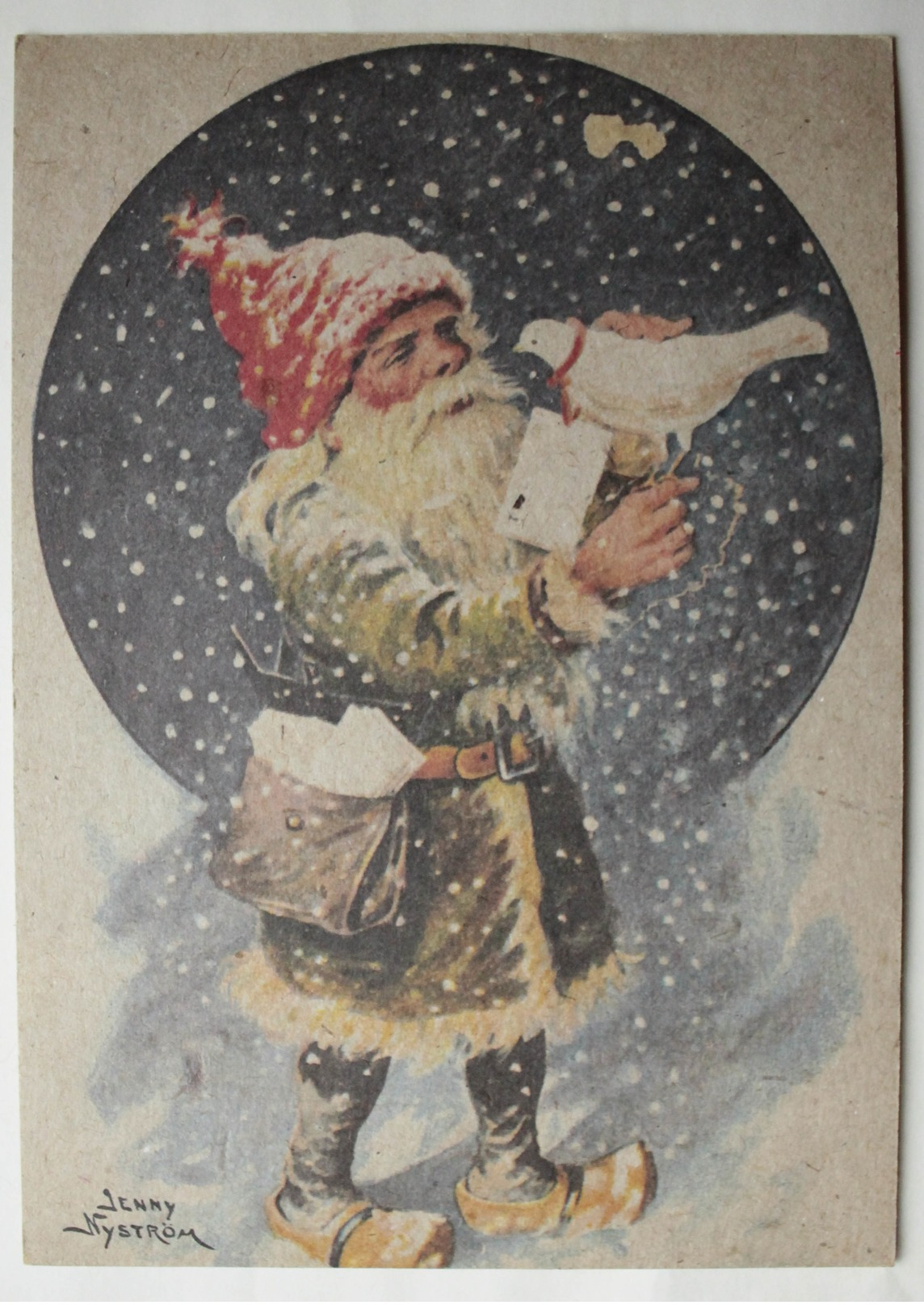 Lutin, (gnôme Ou Père Noël) Messager Et Sa Colombe  De Jenny Nyström (suède) - Suède