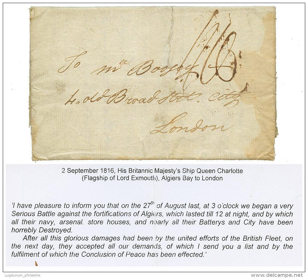 "BATAILLE D'ALGER" : 1816 Lettre D'un Militaire ANGLAIS &eacute;crite Durant La Bataille D' ALGER Adress&eacute;e &agrav - Sonstige & Ohne Zuordnung