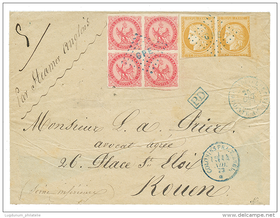 "Unique Bloc De 4 Du 80c AIGLE Oblit&eacute;r&eacute; Losange GPE" : 1873 Superbe Bloc De 4 Du 80c AIGLE Obl. Tr&eacute; - Other & Unclassified