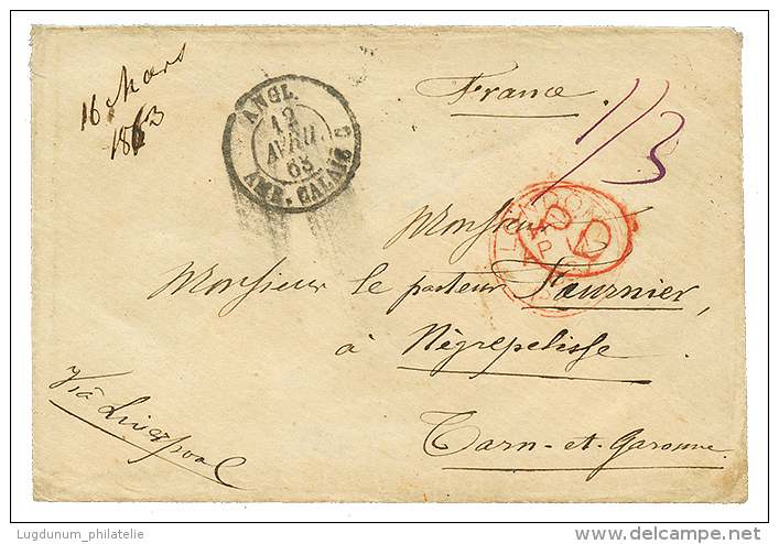 GUINEE - ILES De LOS Via SIERRA-LEONE : 1863 Taxe "1/3" + PAID AT SIERRA-LEONE Rouge(verso) Sur Enveloppe Avec Texte Dat - Other & Unclassified