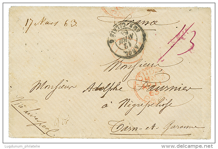 GUINEE - RIO PONGO Via SIERRA-LEONE : 1863 Taxe Anglaise "1/3" + PAID AT SIERRA-LEONE Rouge Sur Enveloppe Avec Texte Dat - Other & Unclassified