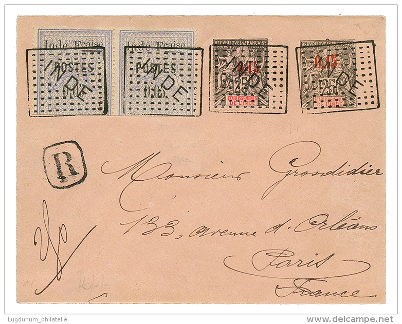 1904 Entier 0,15 S/ 25c + 0,15 S/ 25c (n&deg;22) + FISCAL 5c(n&deg;24)x2 Obl. Cachet Encadr&eacute; INDE , En RECOMMANDE - Other & Unclassified