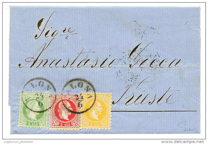 VALONA - ALBANIA : 1875 2 Soldi + 3 Soldi + 5 Soldi Canc. VALONA On Entire Letter To TRIESTE. FERCHENBAUER Certificate(2 - Other & Unclassified