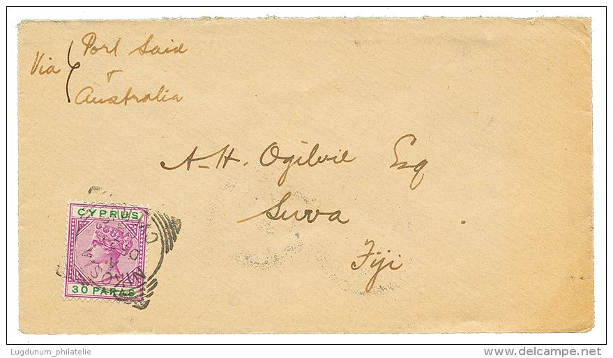 CYPRUS To FIJI : 1898 30p Canc. NIKOSIA On Envelope To SUVA FIJI. Very Rare Destination. Vf. - Cyprus (...-1960)