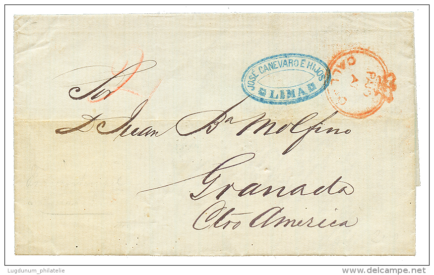 CALLAO : 1865 PAID AT CALLAO On Entire Letter From LIMA To GRANADA(NICARAGUA). Vvf. - Other & Unclassified