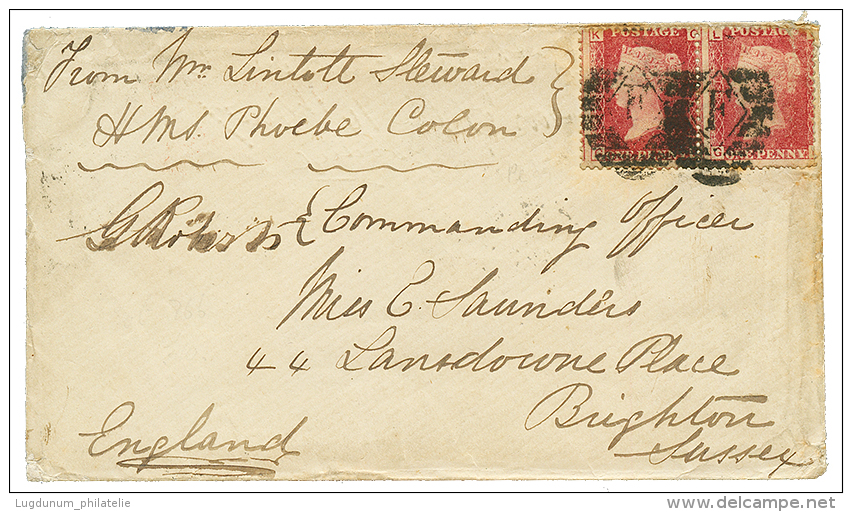 COLON : 1868 GREAT BRITAIN 1d(x2) Canc. F + "H.M.S PHOEBE COLON" On Military Envelope (1d Concessionary Rate + 1d Extra - Sonstige & Ohne Zuordnung