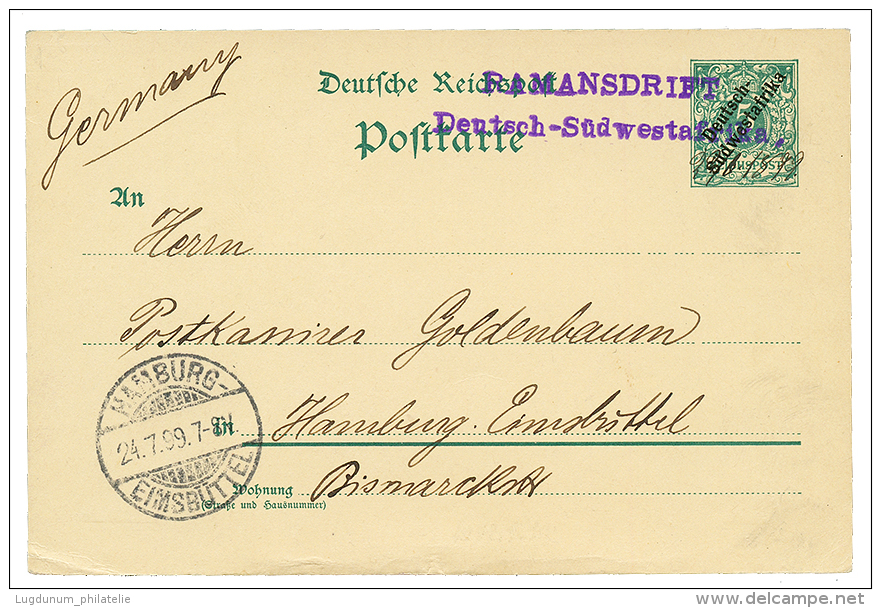 "RAMANSDRIFT" : 1899 P./Stat Canc. Rare Straight Line Cachet RAMANSDRIFT In Violet + "29.6.1899" Manus. To HAMBURG(with - Sonstige & Ohne Zuordnung