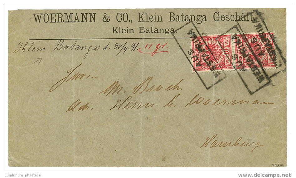 "KLEIN BATANGA" : 1891 GERMANY 20pf(x2) Canc. AUS WESTAFRIKA + "KLEIN BATANGA 30/4.91" On Commercial Envelope To HAMBURG - Other & Unclassified