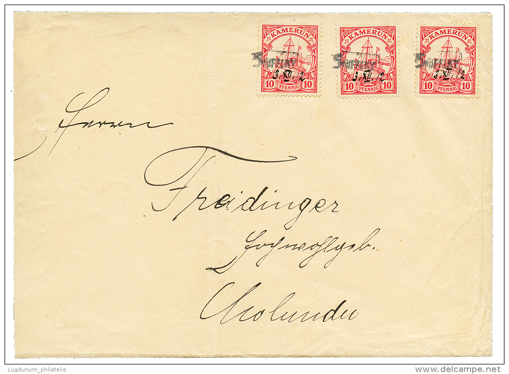 "SOUFFLAY" : 1912 10pf(x3) Canc. SOUFFLAY (small Type) + "3.XII.12" Manuscript On Envelope To MOLUNDU. SZigned BOTHE + G - Other & Unclassified