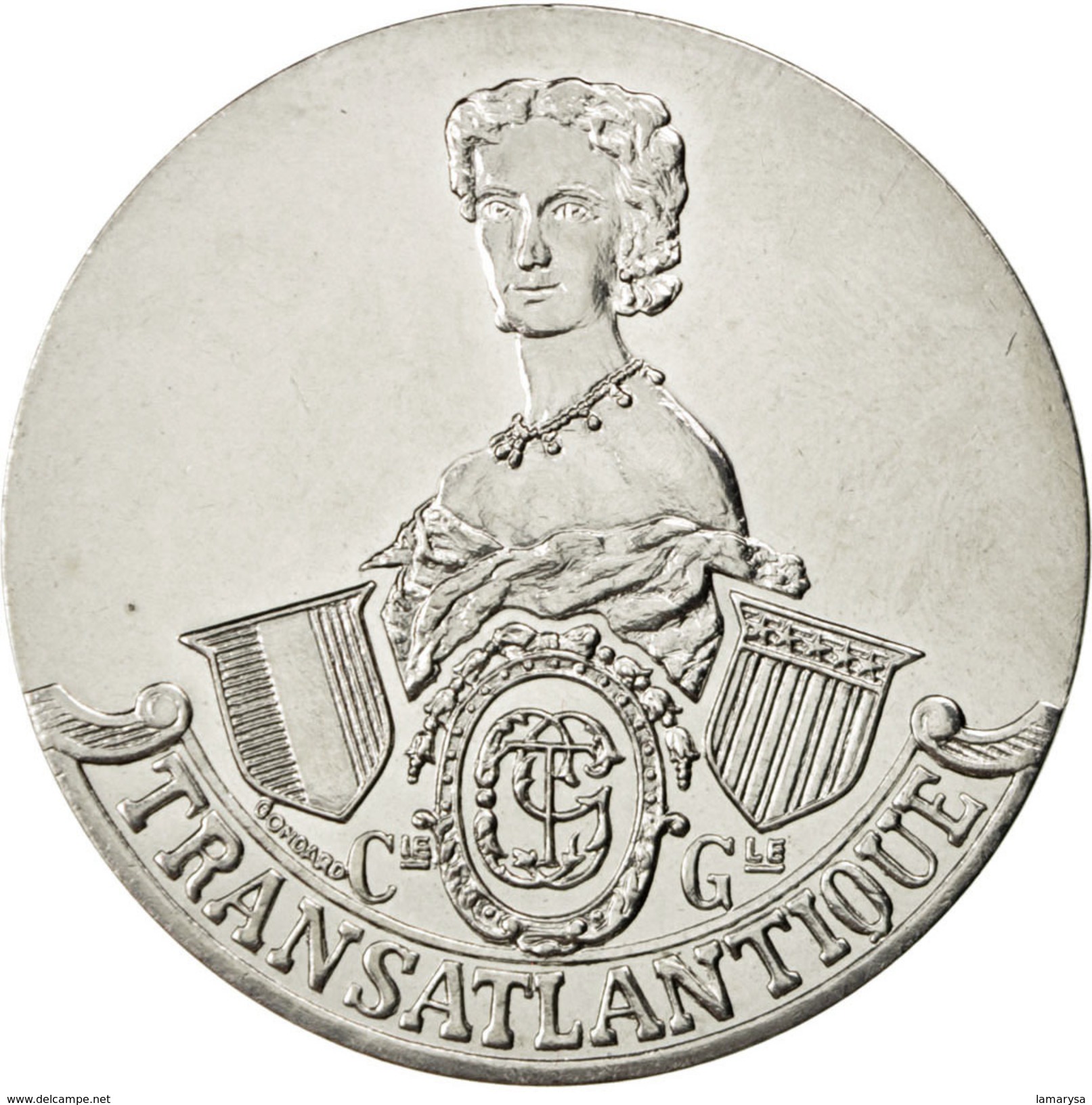 Les Grands Transatlantiques, Médaille, MONNAIE Impératrice Eugénie-  En Nickel - Tranche: Lisse Sous Capsule - Otros & Sin Clasificación