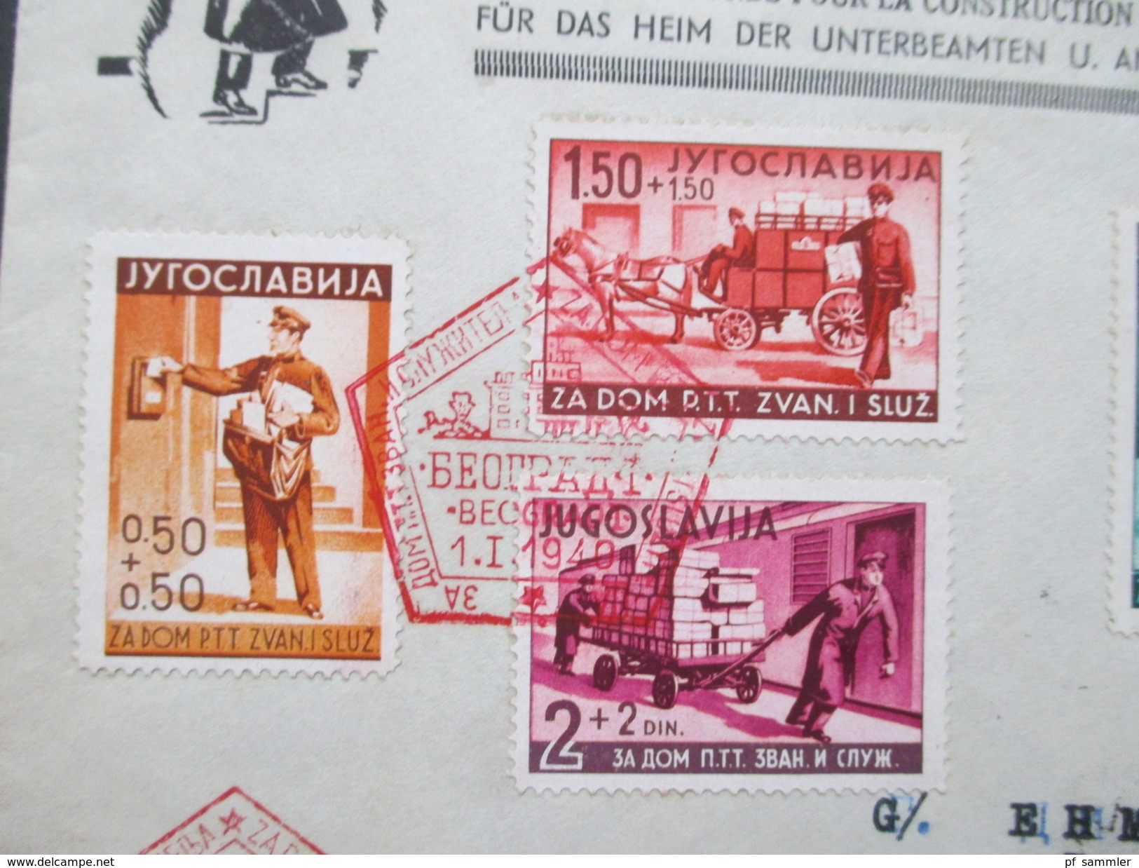 Jugoslawien Königreich 1940 Post Und Telegraphenbeamte Nr. 408 - 412 FDC / Einschreiben Mit Rotem Sonderstempel!! - Briefe U. Dokumente