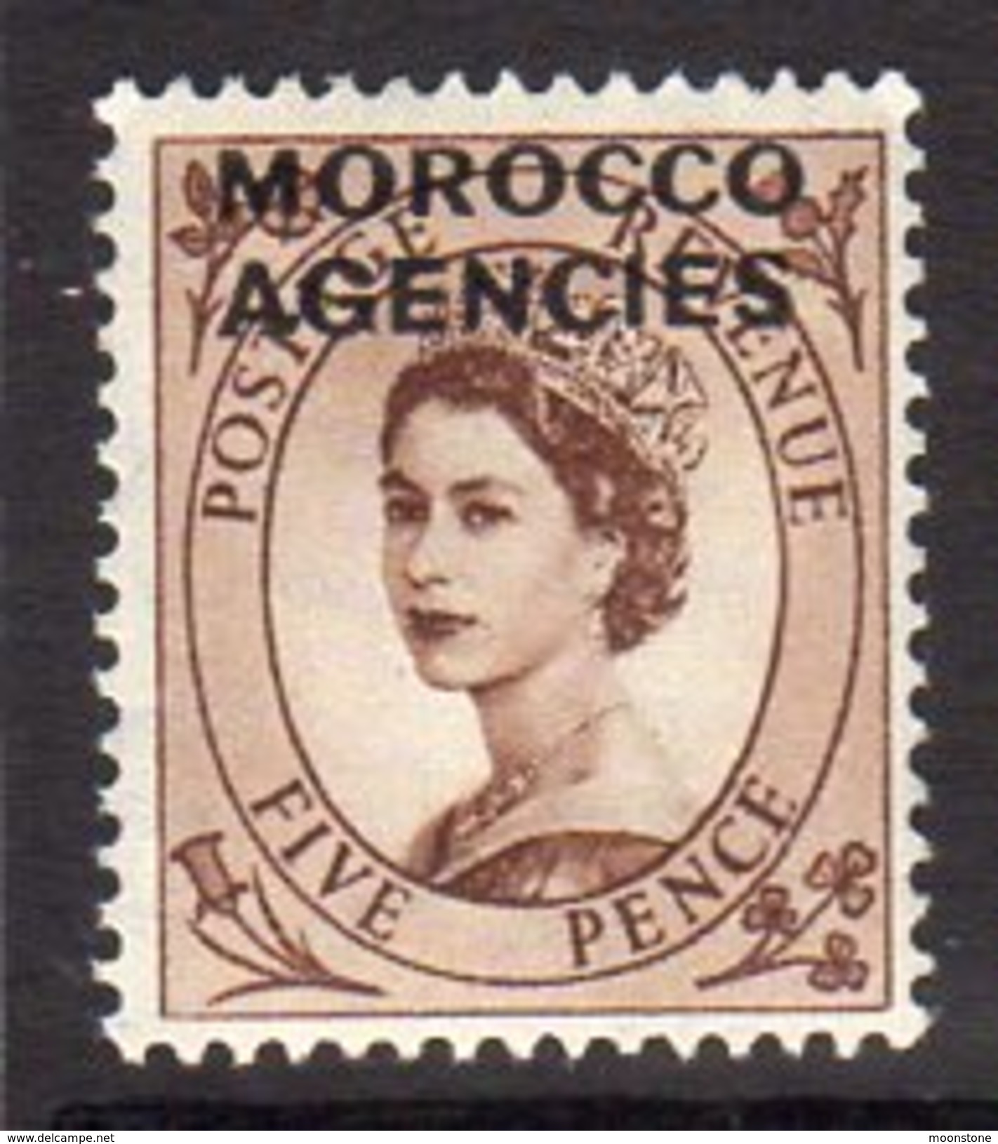 Morocco Agencies QEII British Currency 1952-5 5d Overprint , SG107, MNH (A) - Morocco Agencies / Tangier (...-1958)