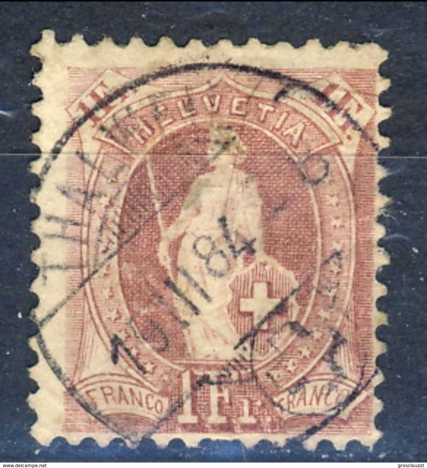 Svizzera 1882-1904 N. 78 F. 1 Vinaceo Usato Cat. &euro; 10 - Oblitérés