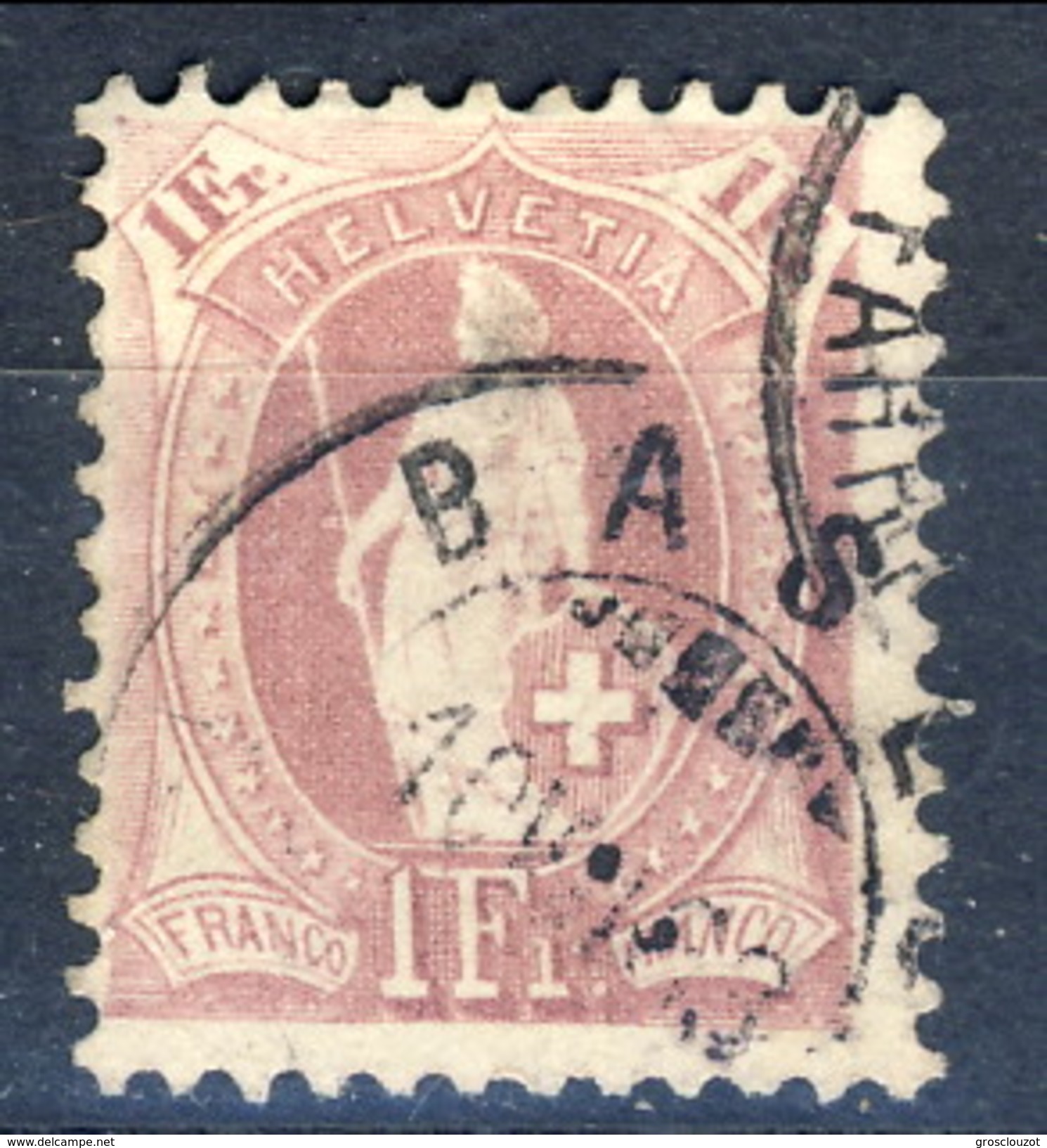 Svizzera 1882-1904 N. 78 F. 1 Vinaceo Usato Cat. &euro; 10 - Oblitérés