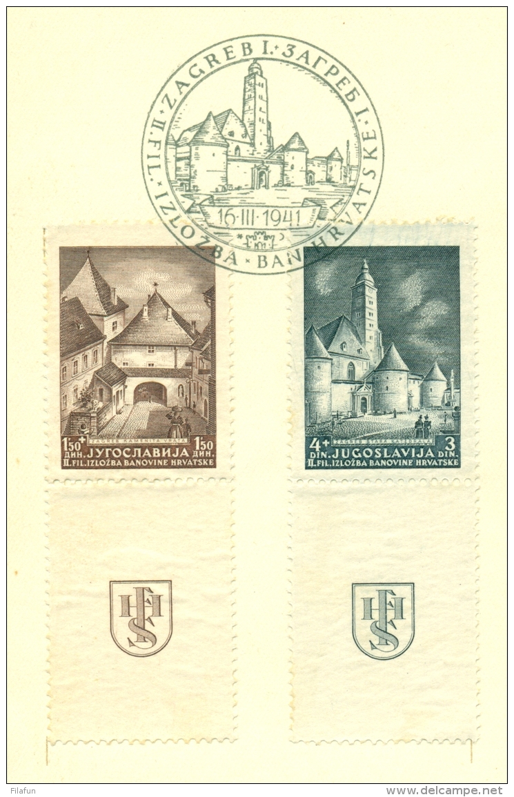 Jugoslavija - 1941 - Zagreb Stampshow Set With Tab On Special Card - Briefe U. Dokumente