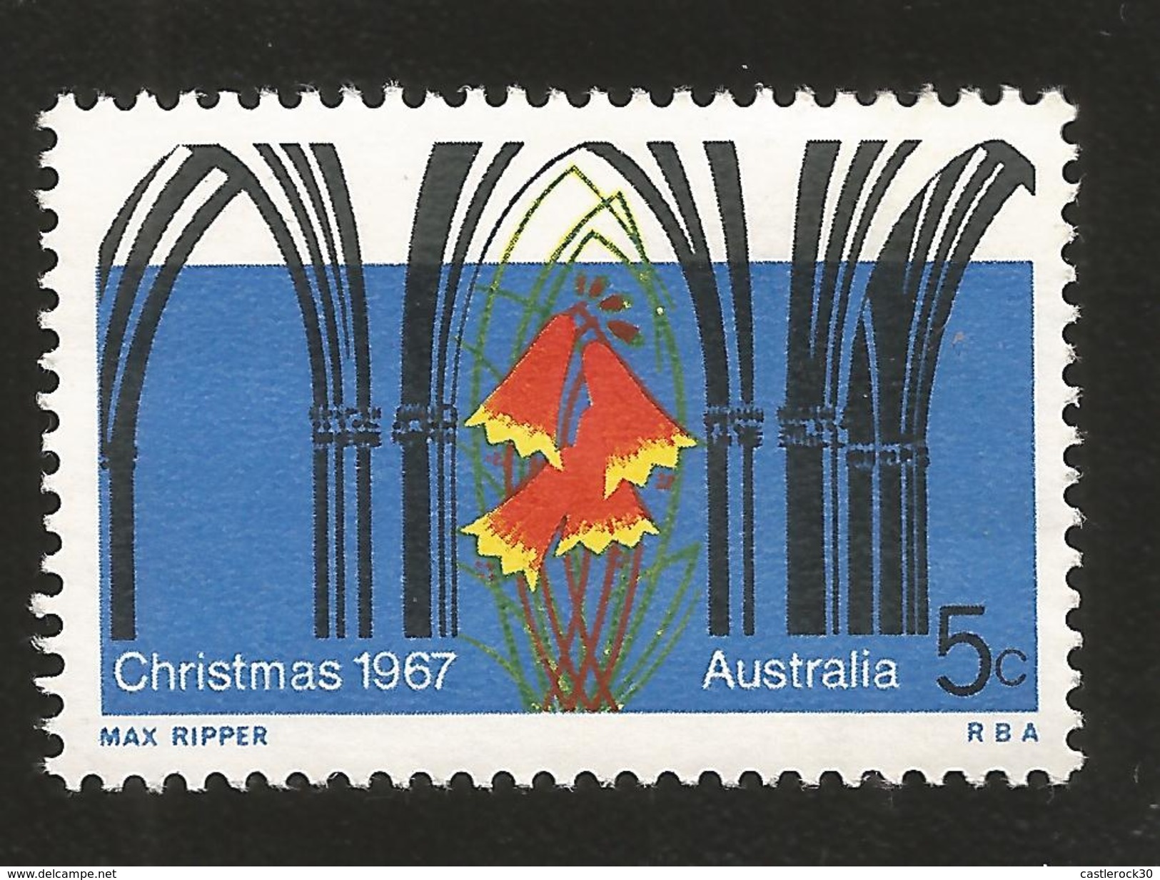 J)1967 AUSTRALIA, GOTHIC ARCHES AND CHRISTMAS BELL FLOWER, SINGLE MNH - Other & Unclassified