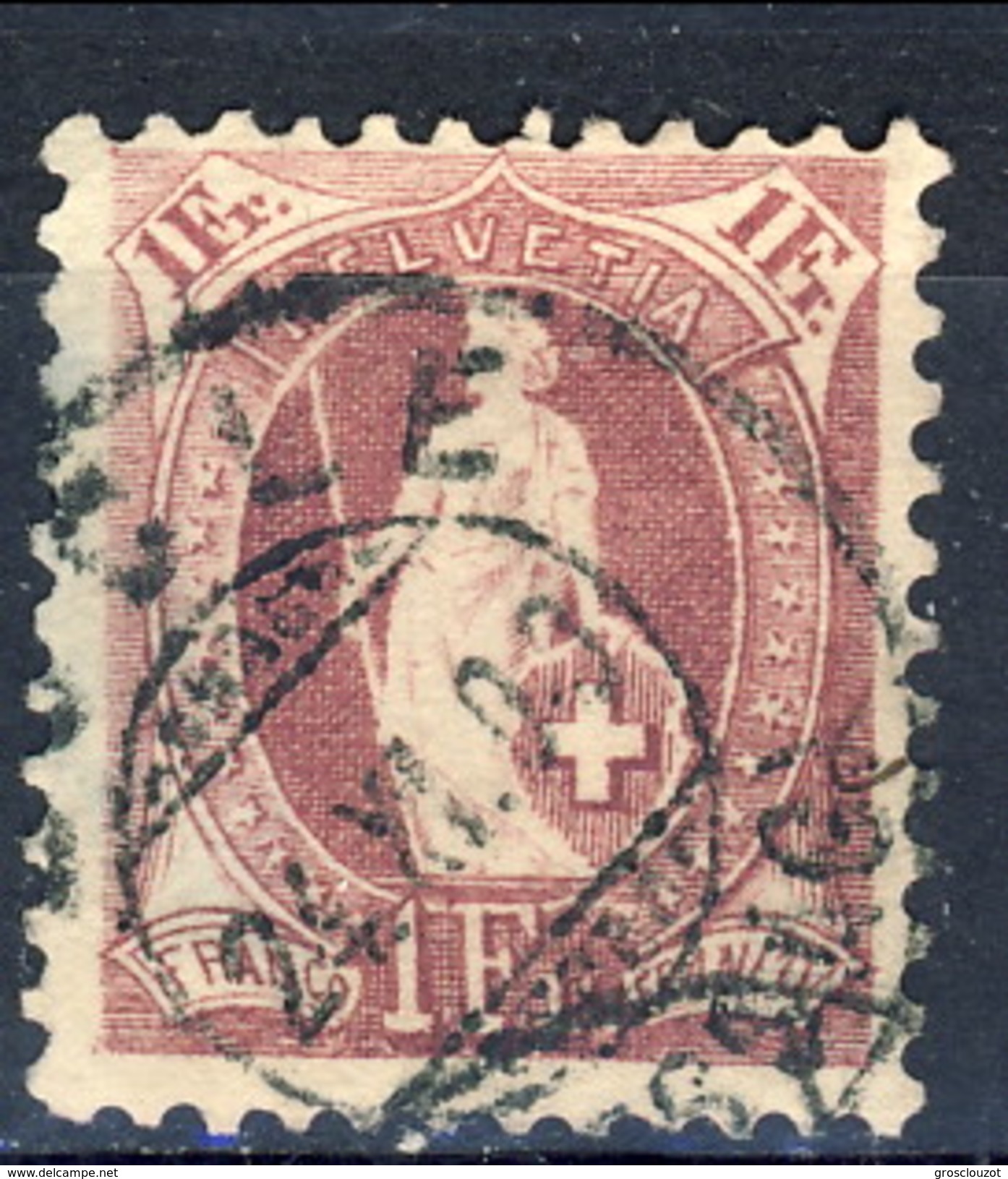 Svizzera 1882-1904 N. 78 F. 1 Vinaceo Usato Cat. &euro; 10 - Oblitérés