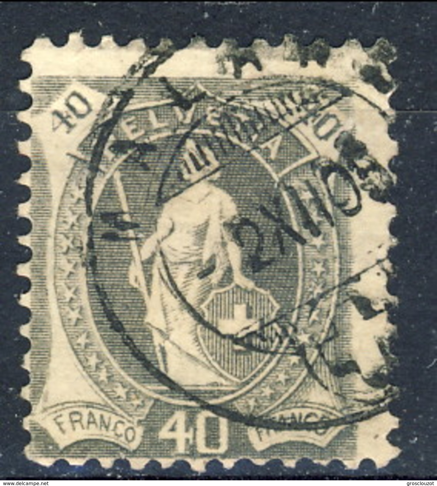 Svizzera 1904 N. 92 C. 40 Grigio (cifre Piccole, 4 Chiuso In Alto) Fil. 1 Usato Cat. &euro; 46 (2) - Oblitérés