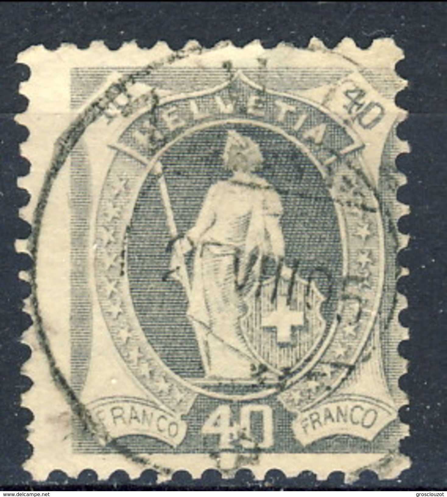 Svizzera 1904 N. 92 C. 40 Grigio (cifre Piccole, 4 Chiuso In Alto) Fil. 1 Usato Cat. &euro; 46 (2) - Oblitérés