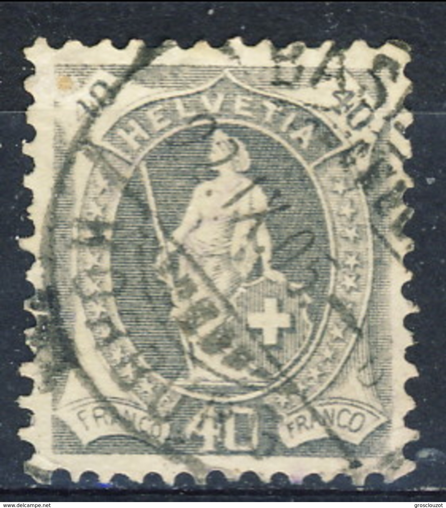 Svizzera 1904 N. 92 C. 40 Grigio (cifre Piccole, 4 Chiuso In Alto) Fil. 1 Usato Cat. &euro; 46 (2) - Gebraucht