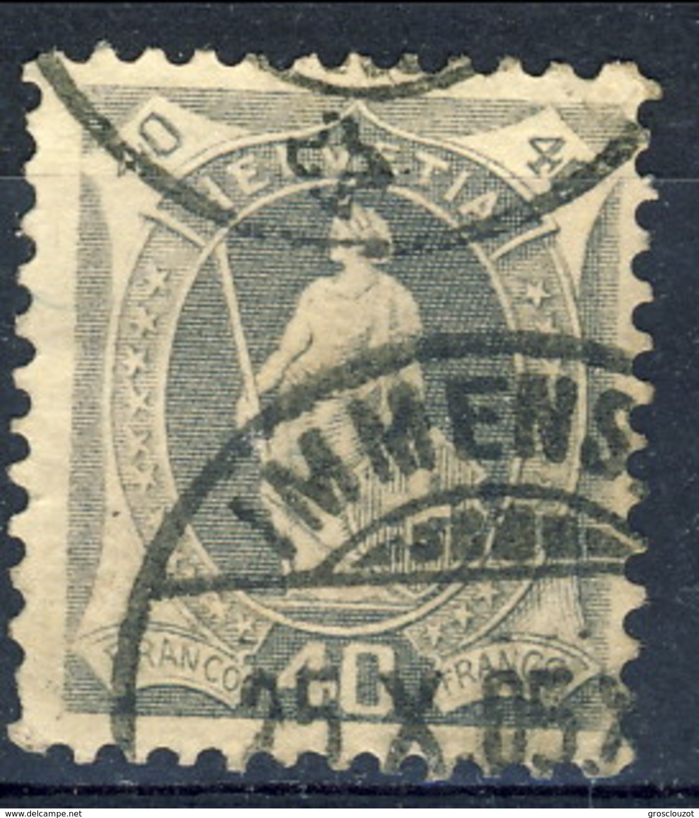 Svizzera 1904 N. 92 C. 40 Grigio (cifre Piccole, 4 Chiuso In Alto) Fil. 1 Usato Cat. &euro; 46 (2) - Gebraucht